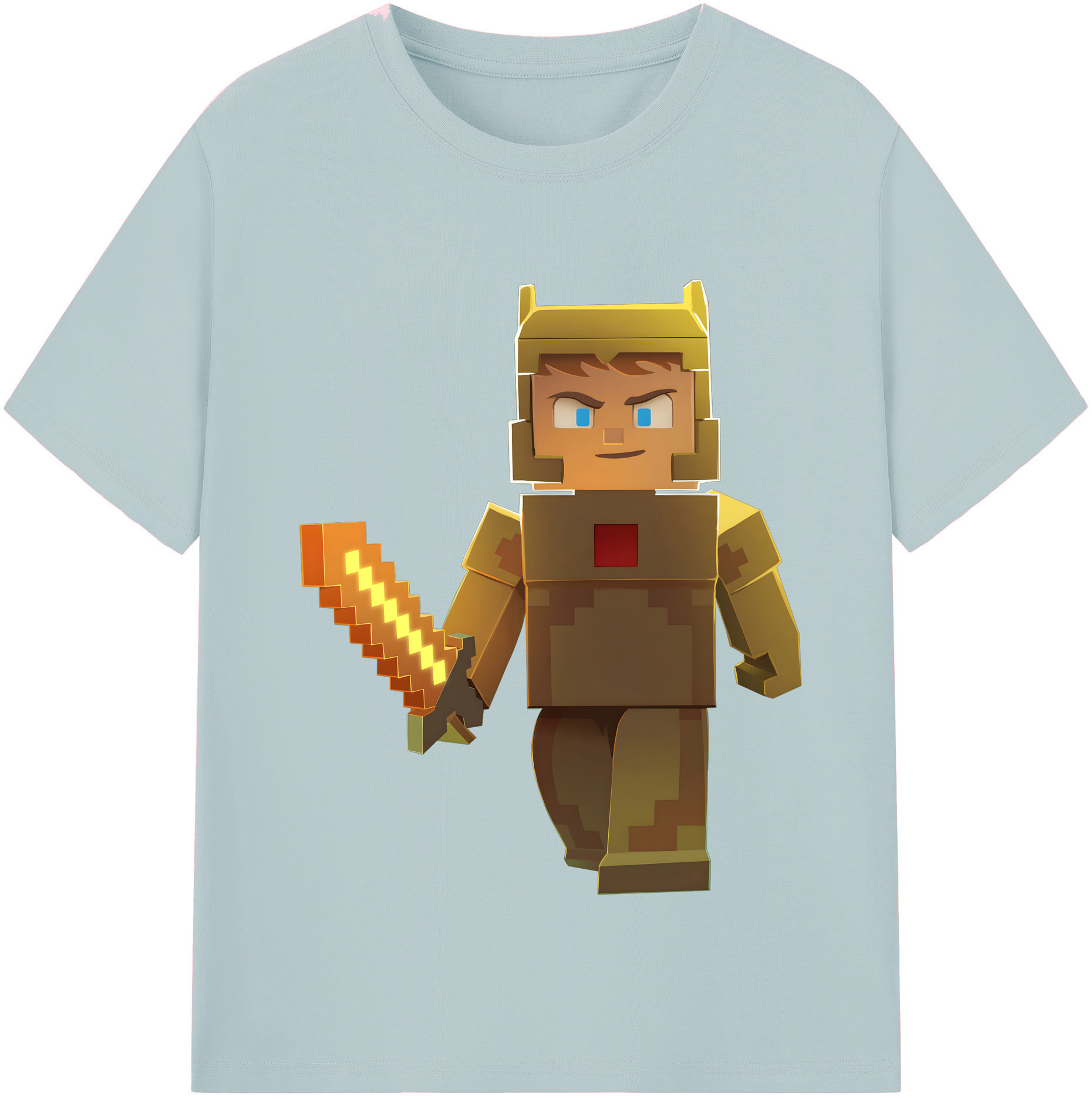 （画像用） マインクラフト ブロックの世界 Minecraft MC Block world 綿100％半袖Tシャツ（フロントプリント）